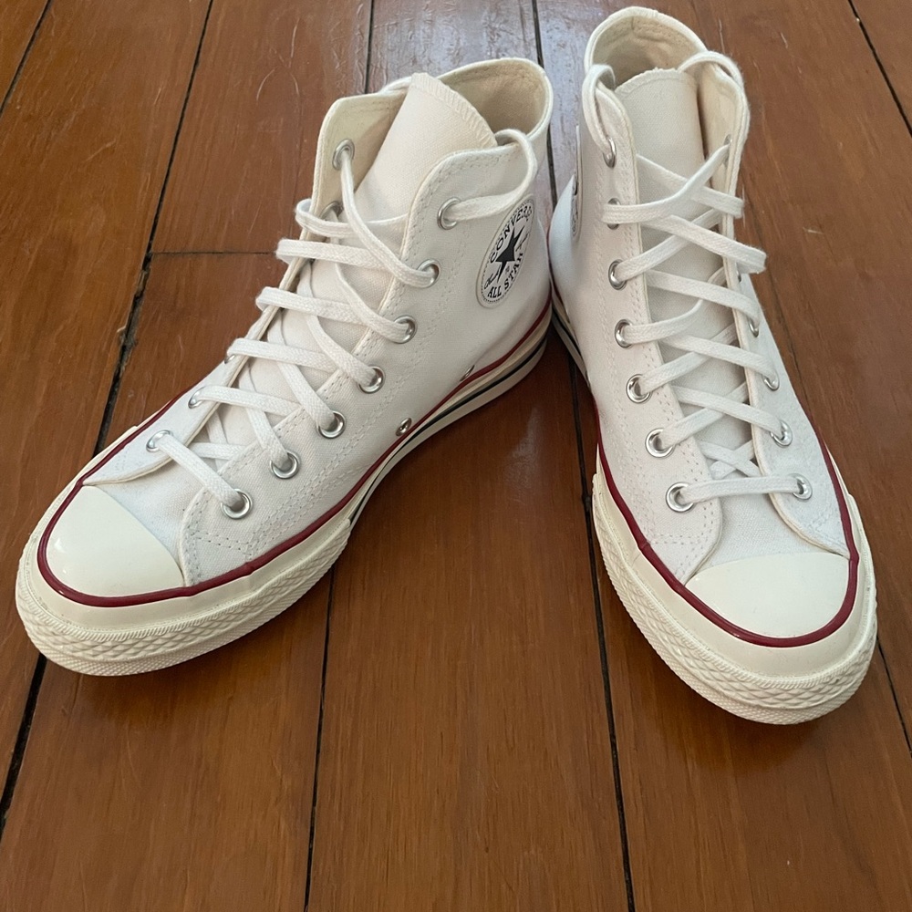 Chuck 70 Canvas White and Red High-Top Sneakers